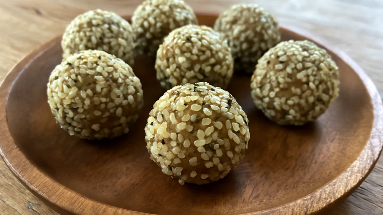 Ashwagandha-Tahini-Energiekugeln mit Hanfsamen"