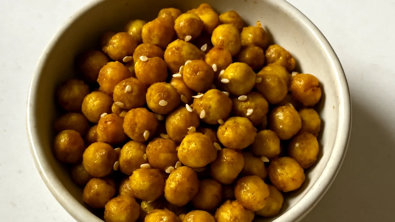 Geröstete Kichererbsen mit Kurkuma und Sesam"